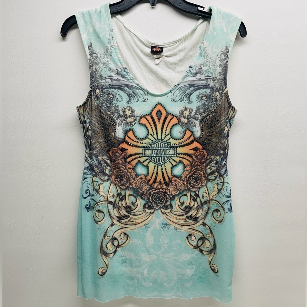 Harley Davidson womens rhinestones cross size Large